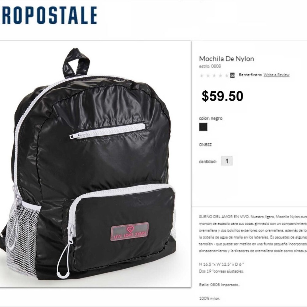 Aeropostale Black and White Nylon Backpack